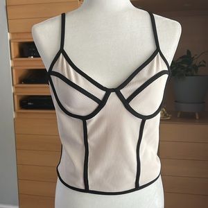 Cream and Black tank w/ adjustable straps. Very comfortable and sexy! Size Med.